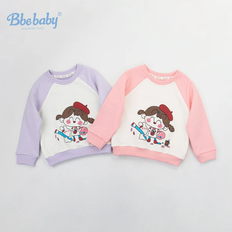 Bbe baby秋冬新品画画女孩女童卫衣 卡通圆领印花套头卫衣-L067