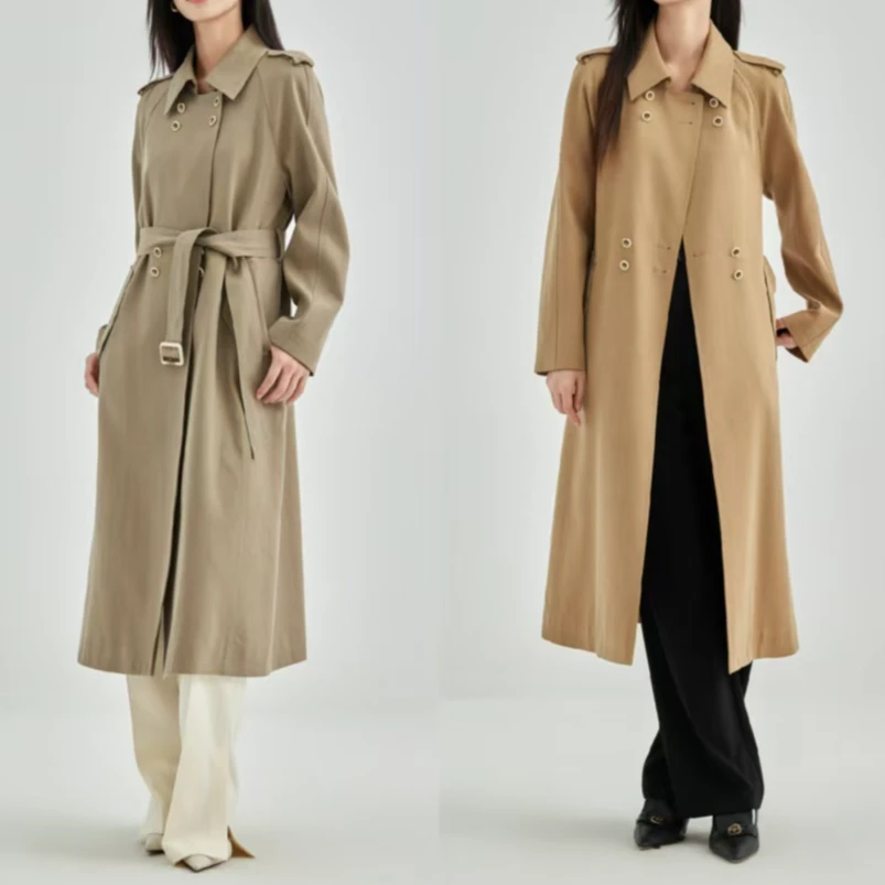 1025-51 女士休闲长款风衣  HY 85201