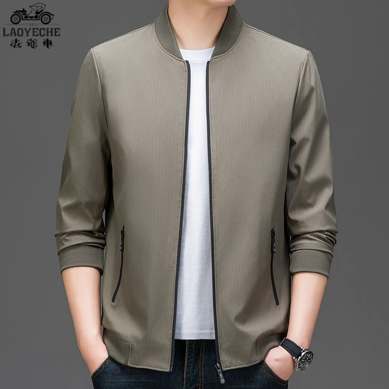 老爷车2025春秋款夹克男士棒球领薄款爸爸装中年商务立领时尚外套
