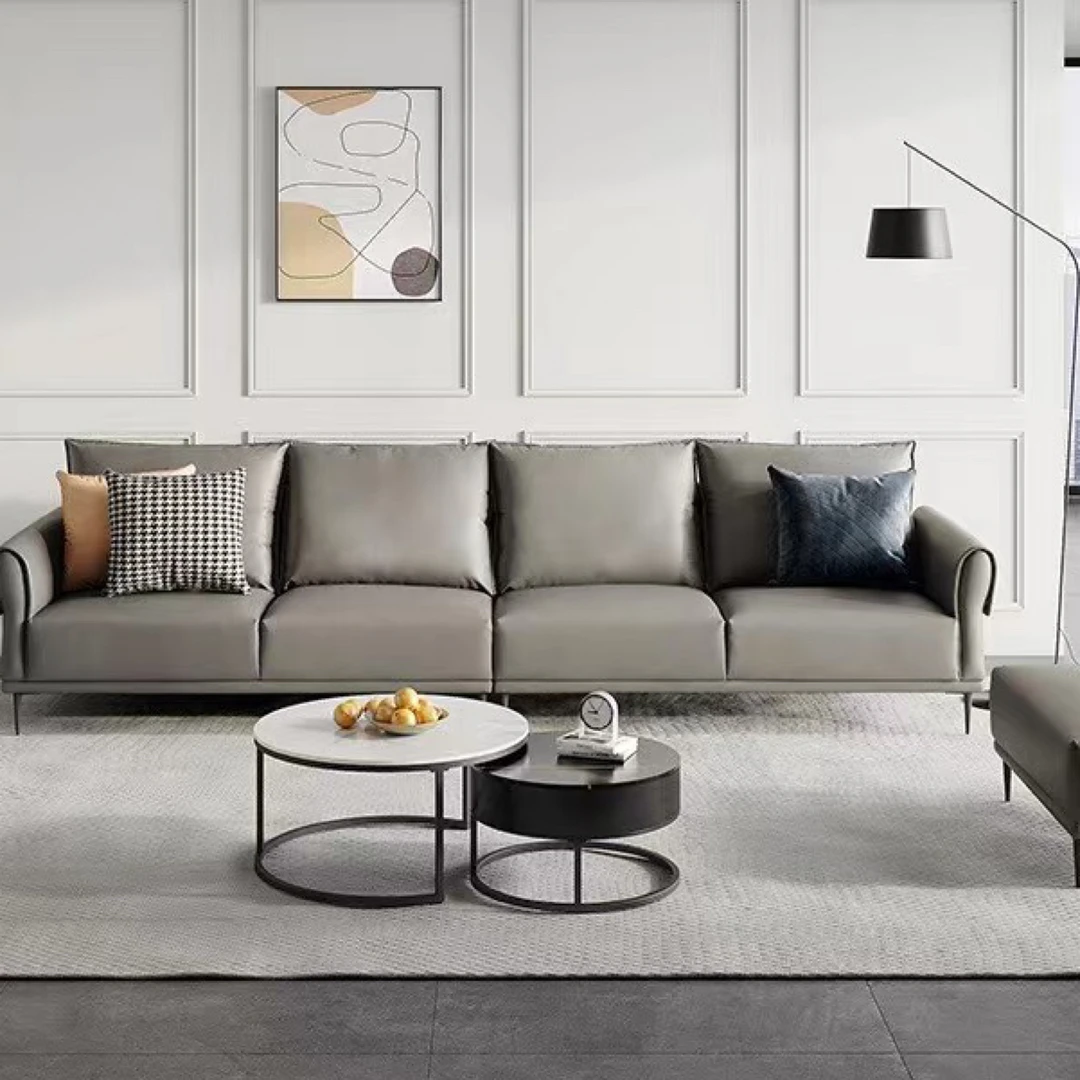 现代风格客厅中大户型家具皮纹科技布组合沙发