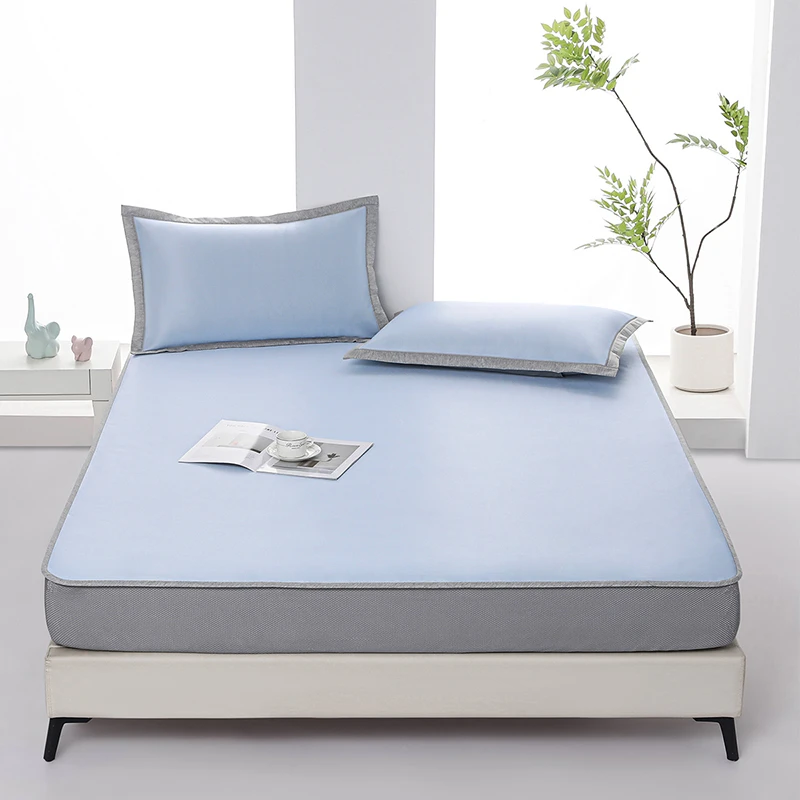 梦洁家纺夏季凉感透气牛奶丝凉席：净芯 蓝色/灰色深睡深睡