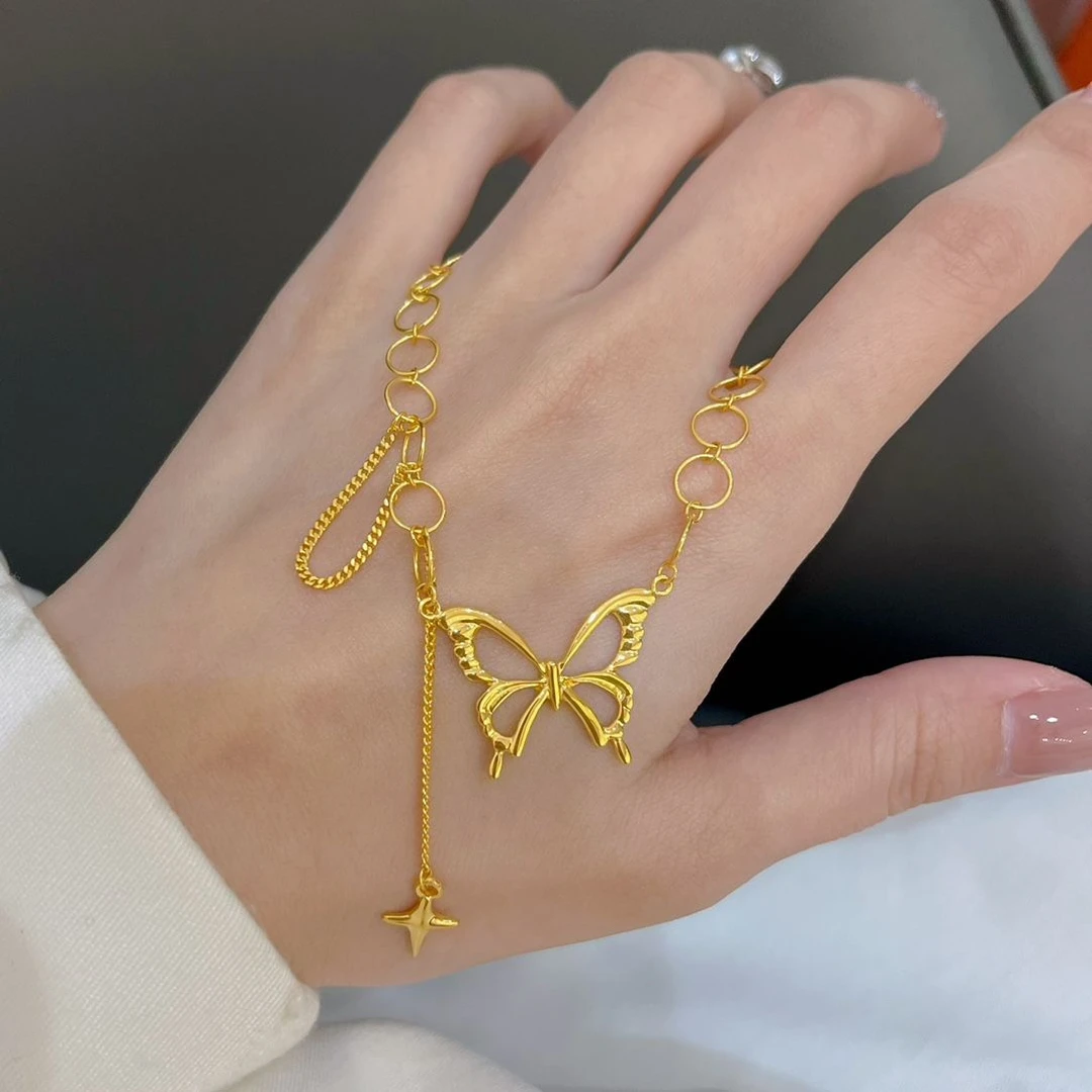 铜合金项链精致蝴蝶吊坠项链女蕾丝锁骨链百搭高级设计轻奢颈链