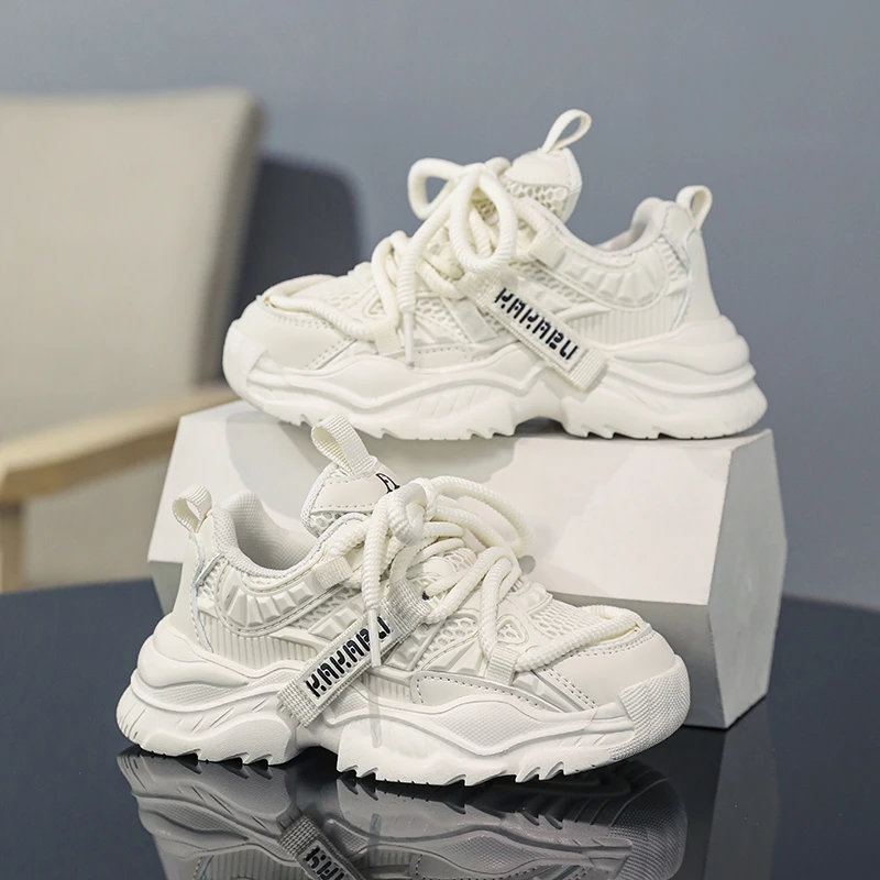 男女童鞋老爹鞋夏款2024新款儿童网面透气运动中大童女孩小白鞋