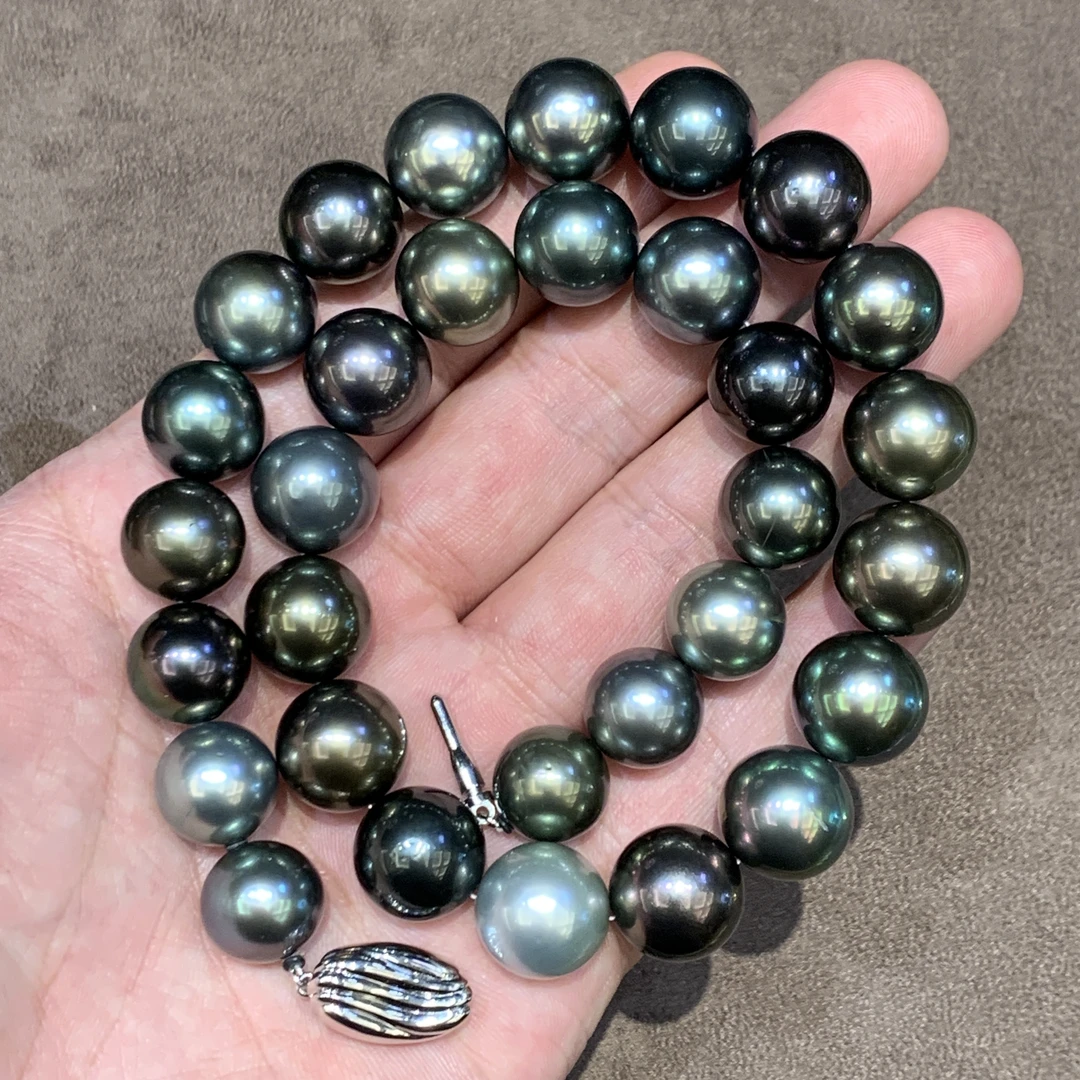 大溪地炫彩黑珍珠项链