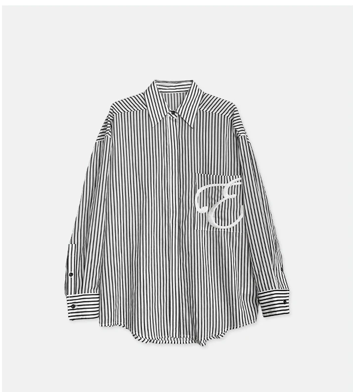 【ED纯原】设计师款2024秋季新品复古休闲高端刺绣条纹衬衫