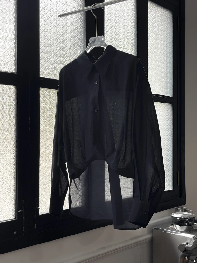 法式设计款经典百搭时尚高级感穿搭必备下摆不规则衬衫