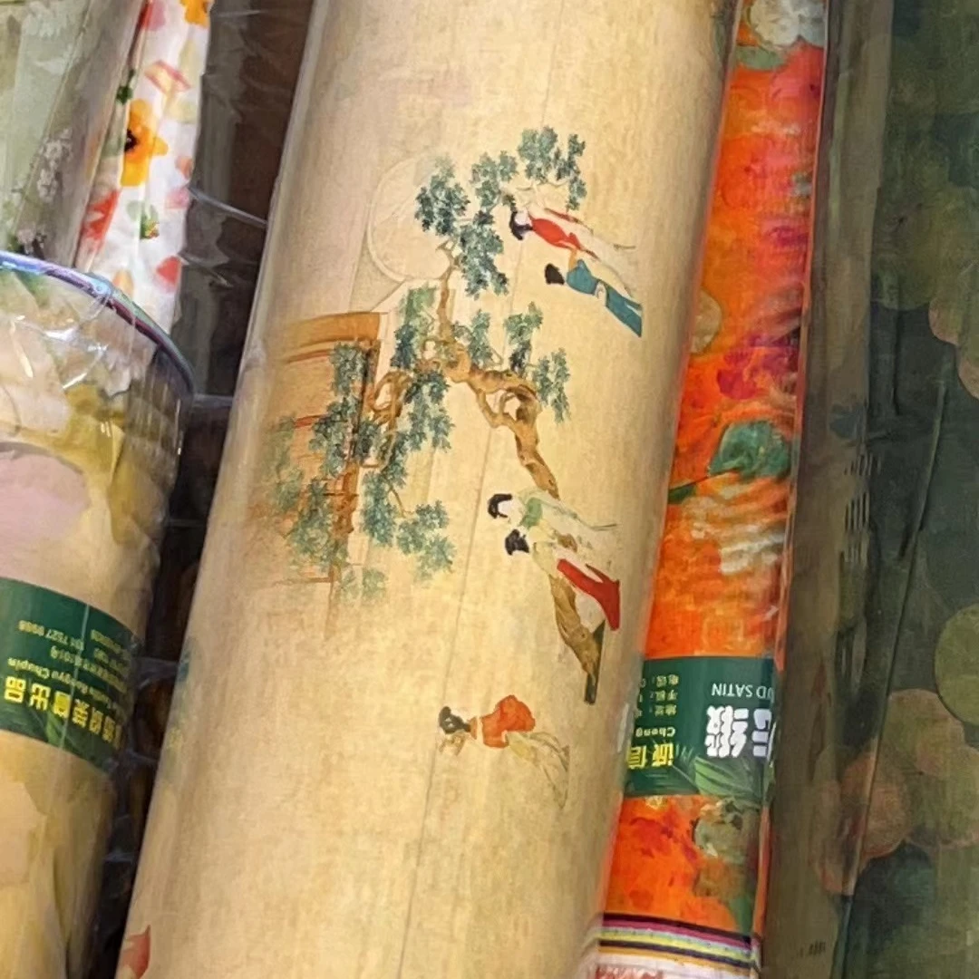 香云缎——仕女图     -全棉布料-柔软-亲肤透气