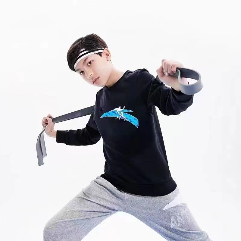安踏百搭儿童装男童加厚加绒卫衣秋冬款套头上运动衣大童女童休闲
