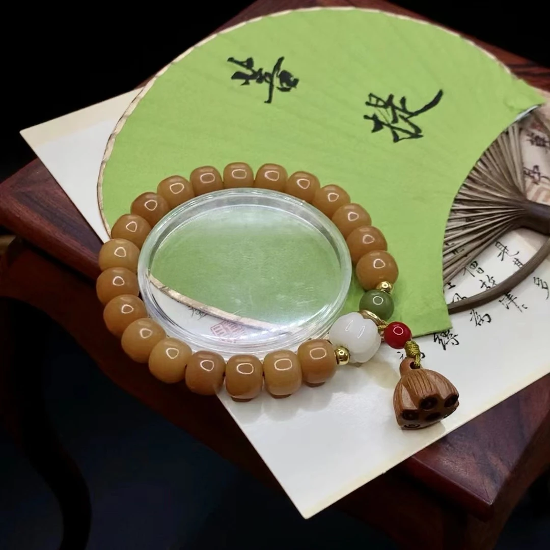 原创手作  风化莲蓬单圈 菩提小手串