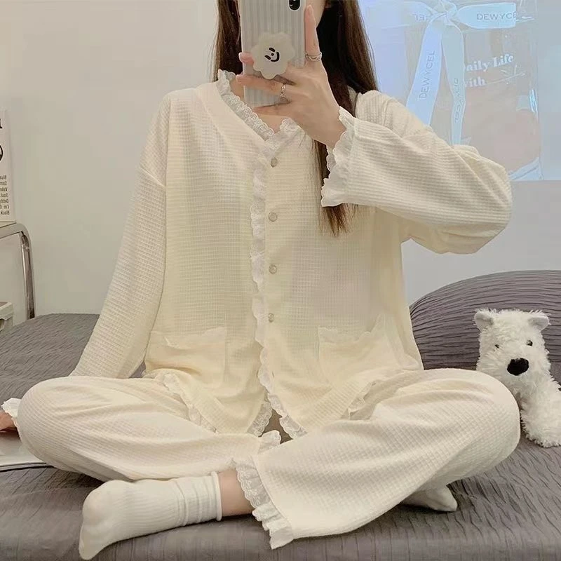 XME 女士长袖舒适时尚春秋季睡衣套装2301