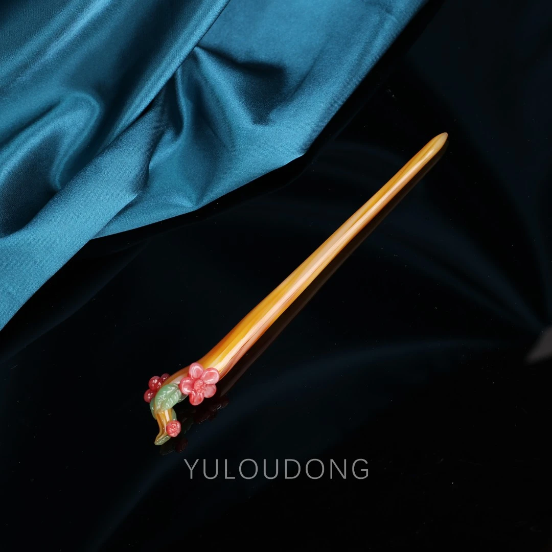 CZ31 橙色小花琉璃手工发簪