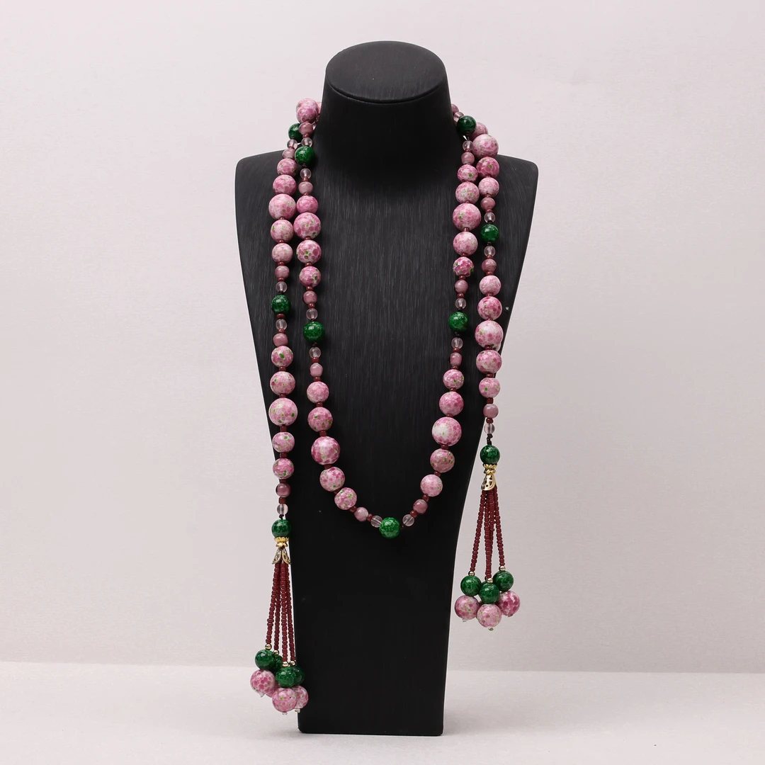 合金项链 新合金项链 LZ0999 粉蛙无扣大长链琉璃项链148cm