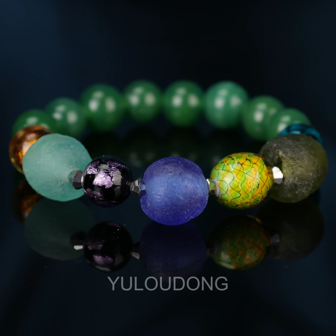 合金手链 CZ877 碎碎冰绿色老料磨砂琉璃手串时尚百搭简约