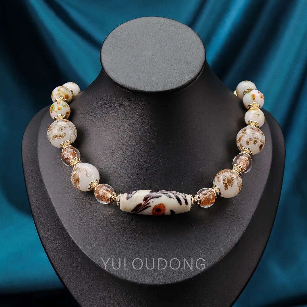 合金项链 CZ156 孤品珠珠琉璃项链原创设计