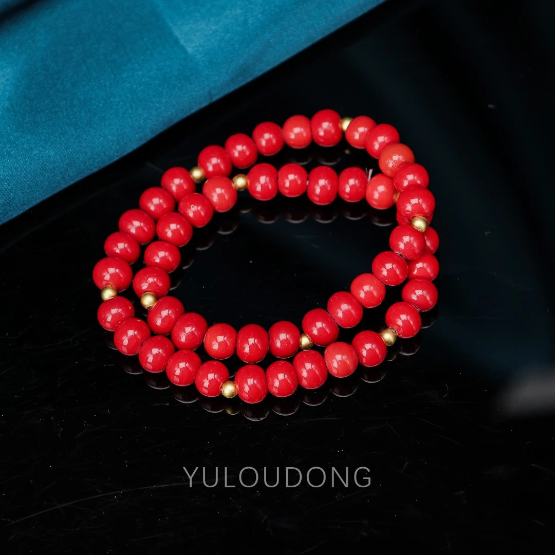 合金手链 CZ152 双层红色琉璃手串时尚百搭