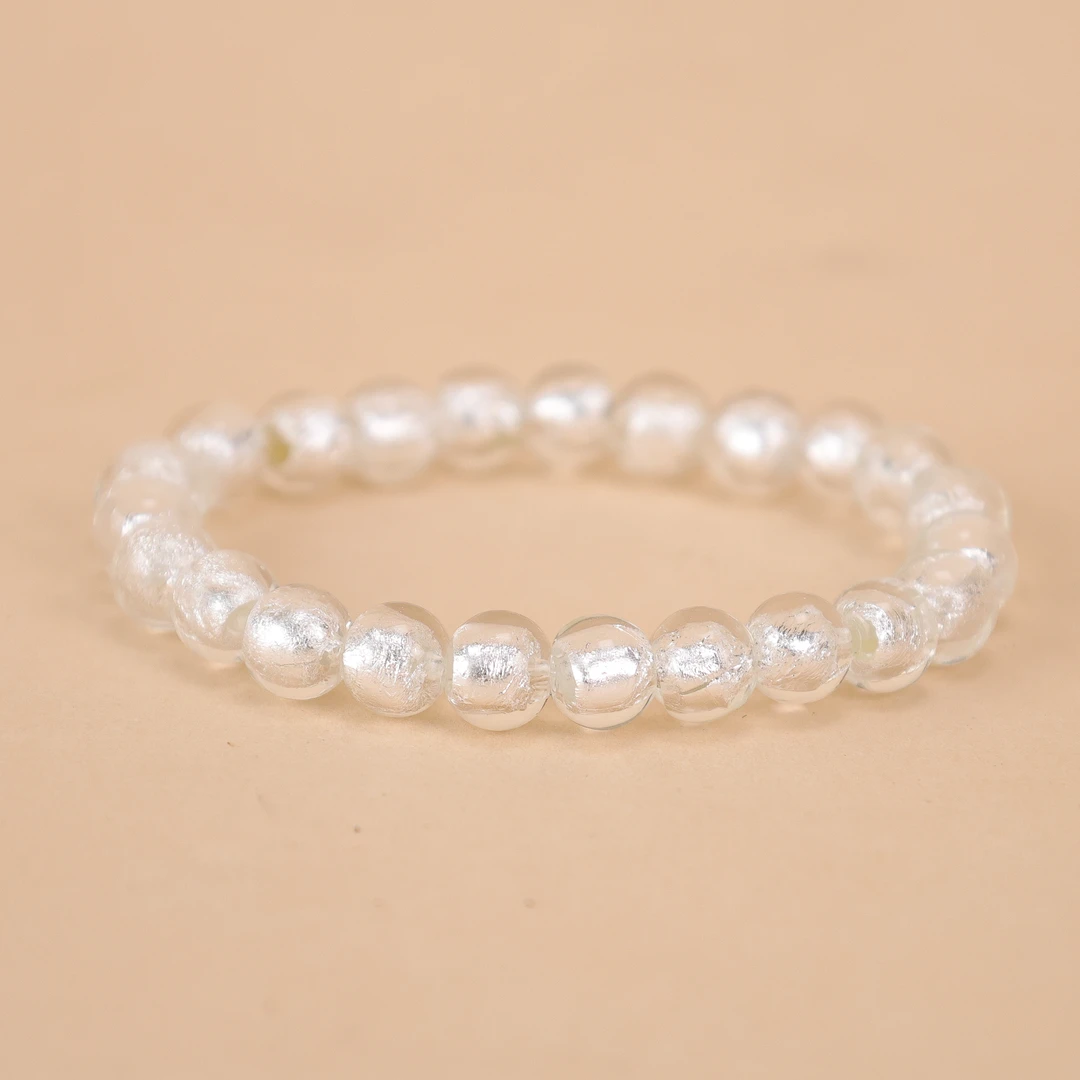 合金手链 玉楼东合金手链 SC0296 白色银箔琉璃手串8mm