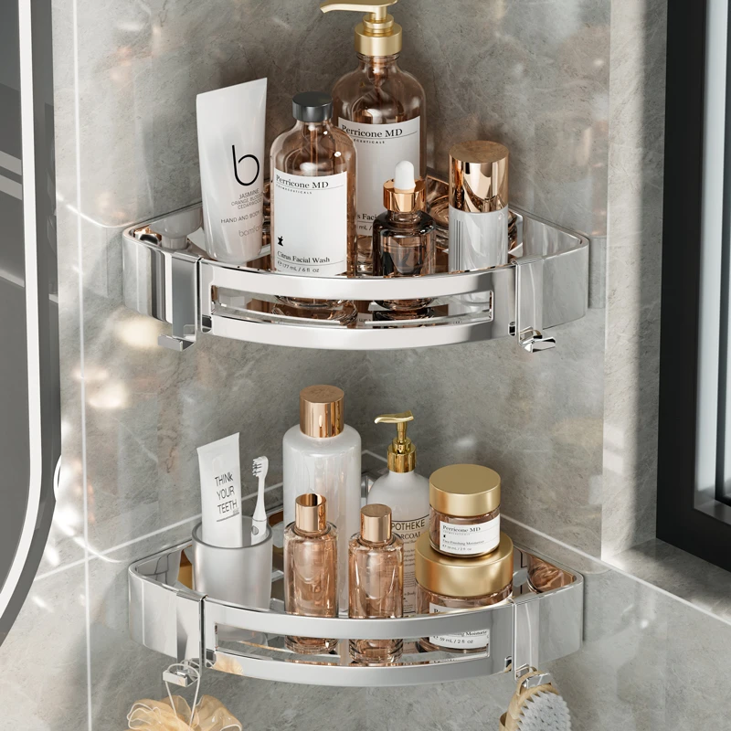 浴室置物架免打孔淋浴花洒防水置物304不锈钢壁挂家用轻奢置物架