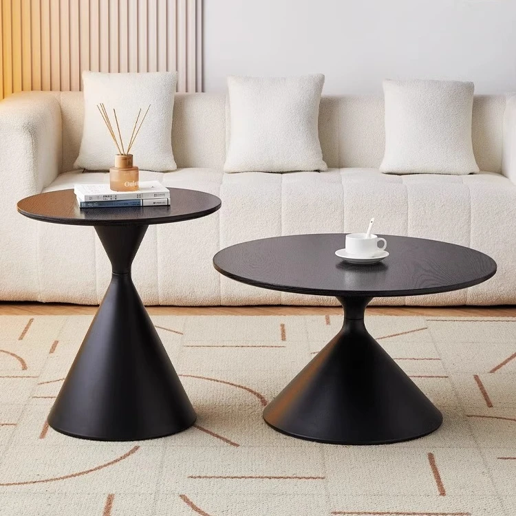 【米希尔】实木茶几家用极简客厅小户型现代简约高级感圆形移动边几