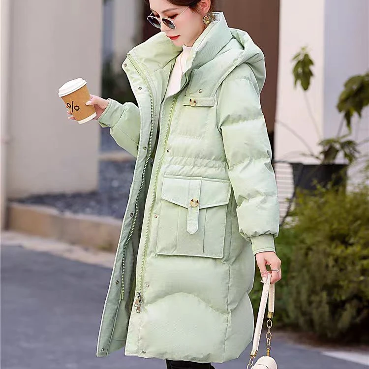 冬季中长款加厚连帽羽绒服  6266