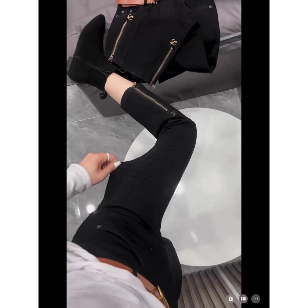 潮秀儿家大码显瘦早秋新款拉链烟管裤88178