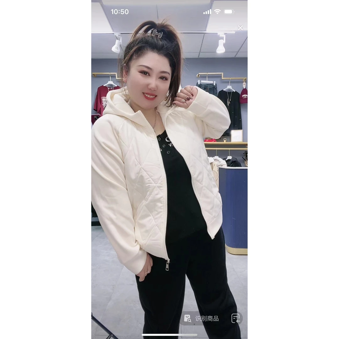 潮秀儿家大码显瘦休闲时尚拼接冬季棉服外套3390