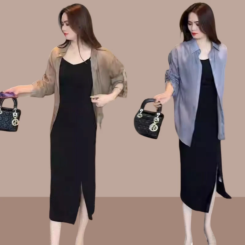 时尚套装裙女2025夏季新款时髦洋气薄款衬衣吊带裙气质两件套