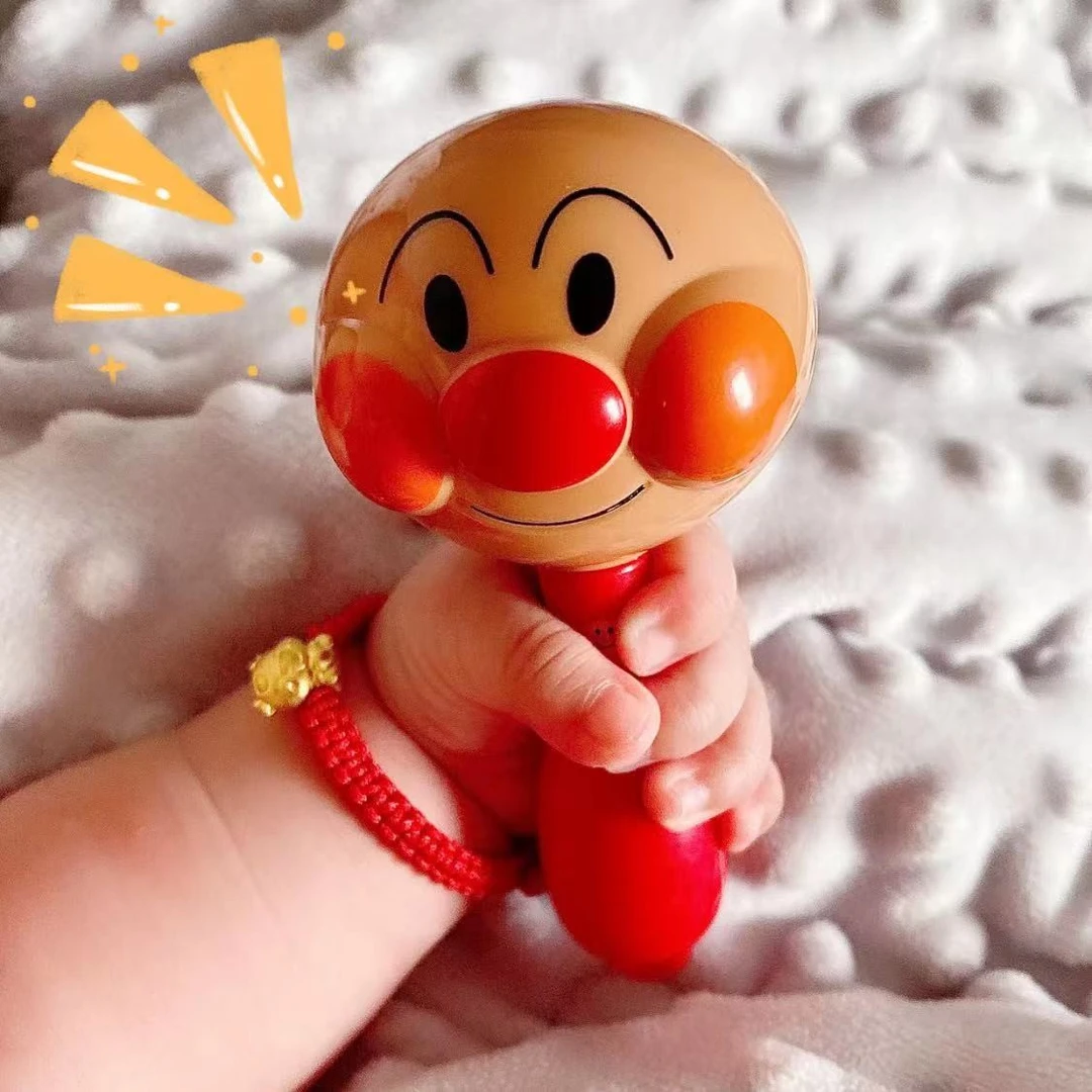 【库小林】0-6月新生婴幼儿手抓握训练玩具小宝宝卡通面包超人摇铃