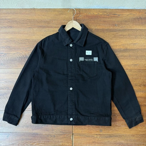 潮牌牛仔外套宽松显瘦休闲黑色外套436-C-4-7