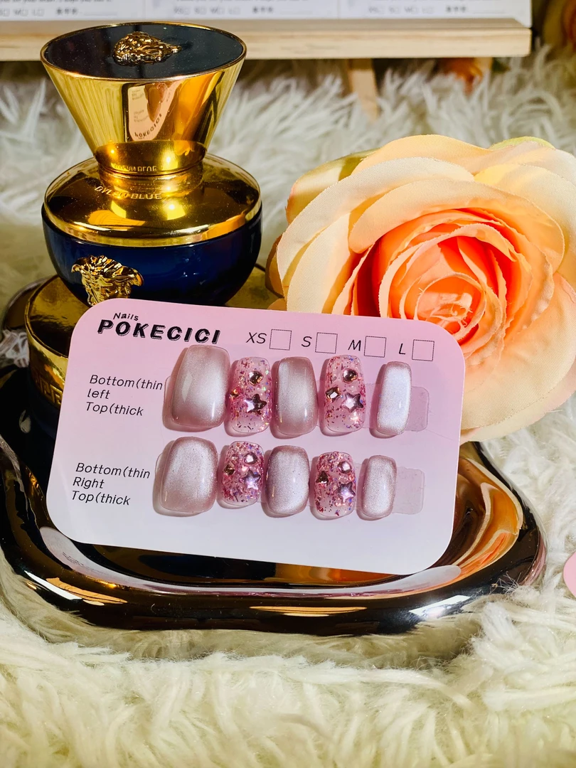 【西柚猫眼】纯手工穿戴甲/10片 高级感  温柔  穿戴甲