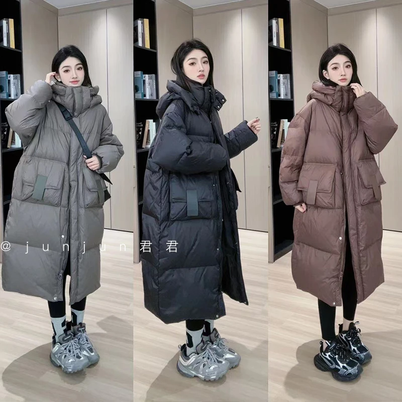 【JUNJUN君君】冬日时尚休闲连帽潮流中长款白鸭绒羽绒服YF9192-1