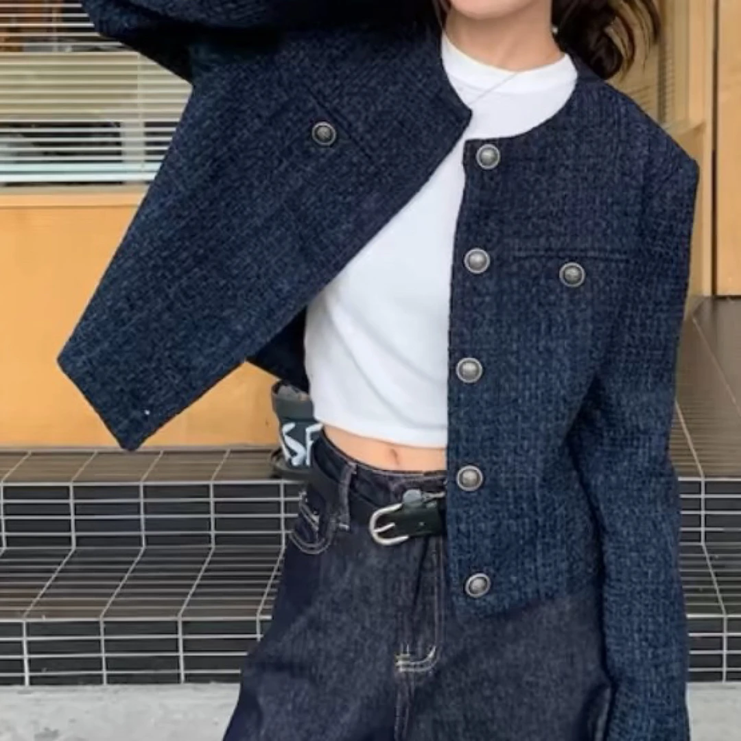 5019法式气质单排扣小香风外套女春秋2024新款复古高级感休闲短款