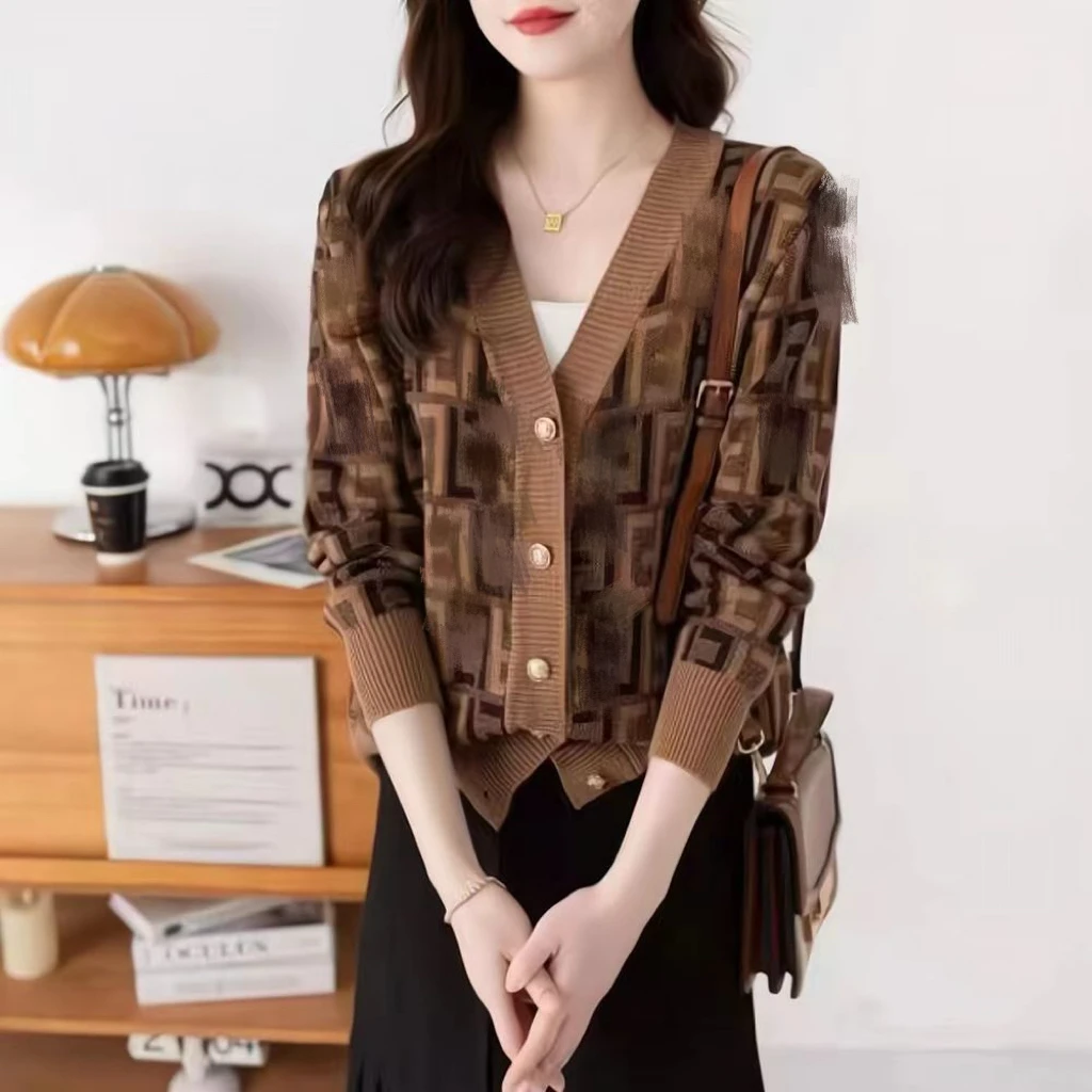 “保暖搭子”欧货气质百搭针织开衫女2024秋冬新款宽松长袖上衣8085