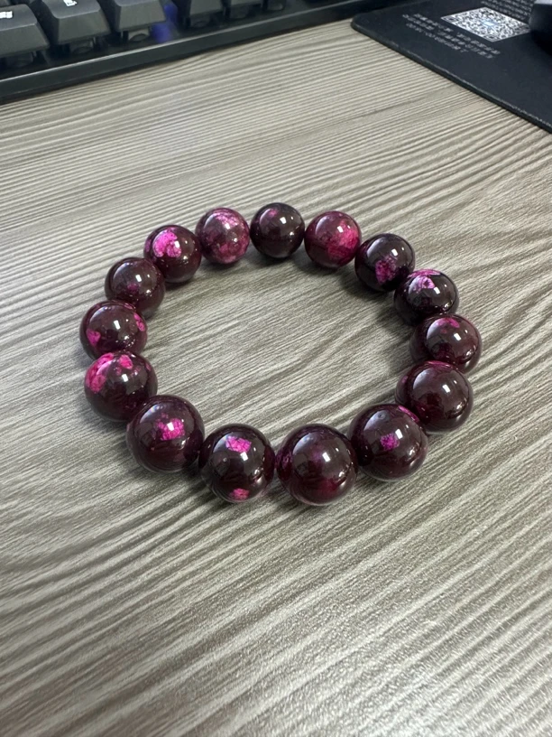 老矿樱花色卡14mm手串0369