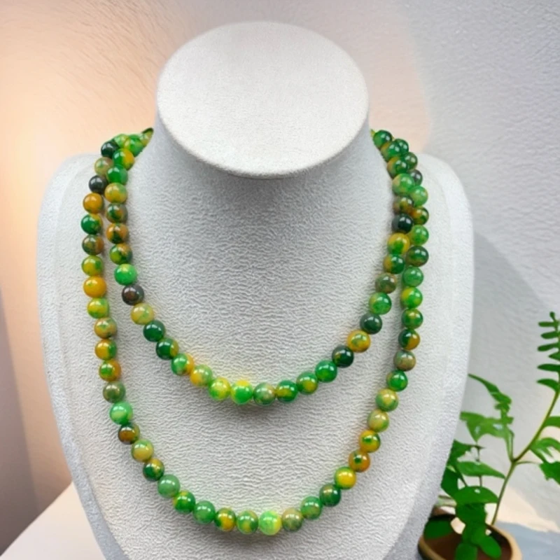 孔雀绿色卡8*108颗项链0316