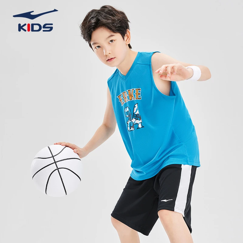 鸿星尔克儿童24夏季篮球无袖休闲透气宽松运动套装 69224203011