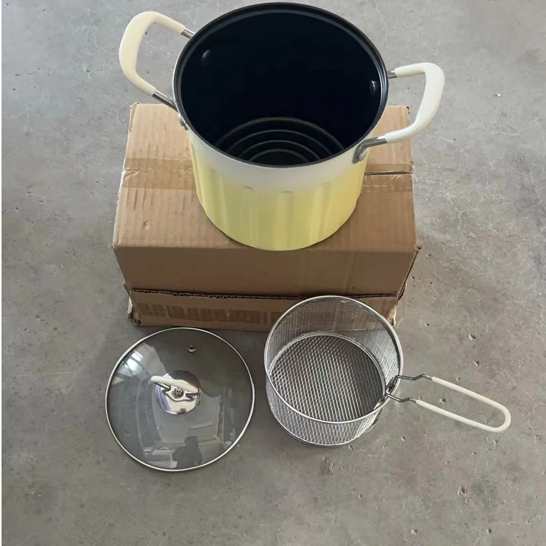 渐变色大容量油炸锅带滤网