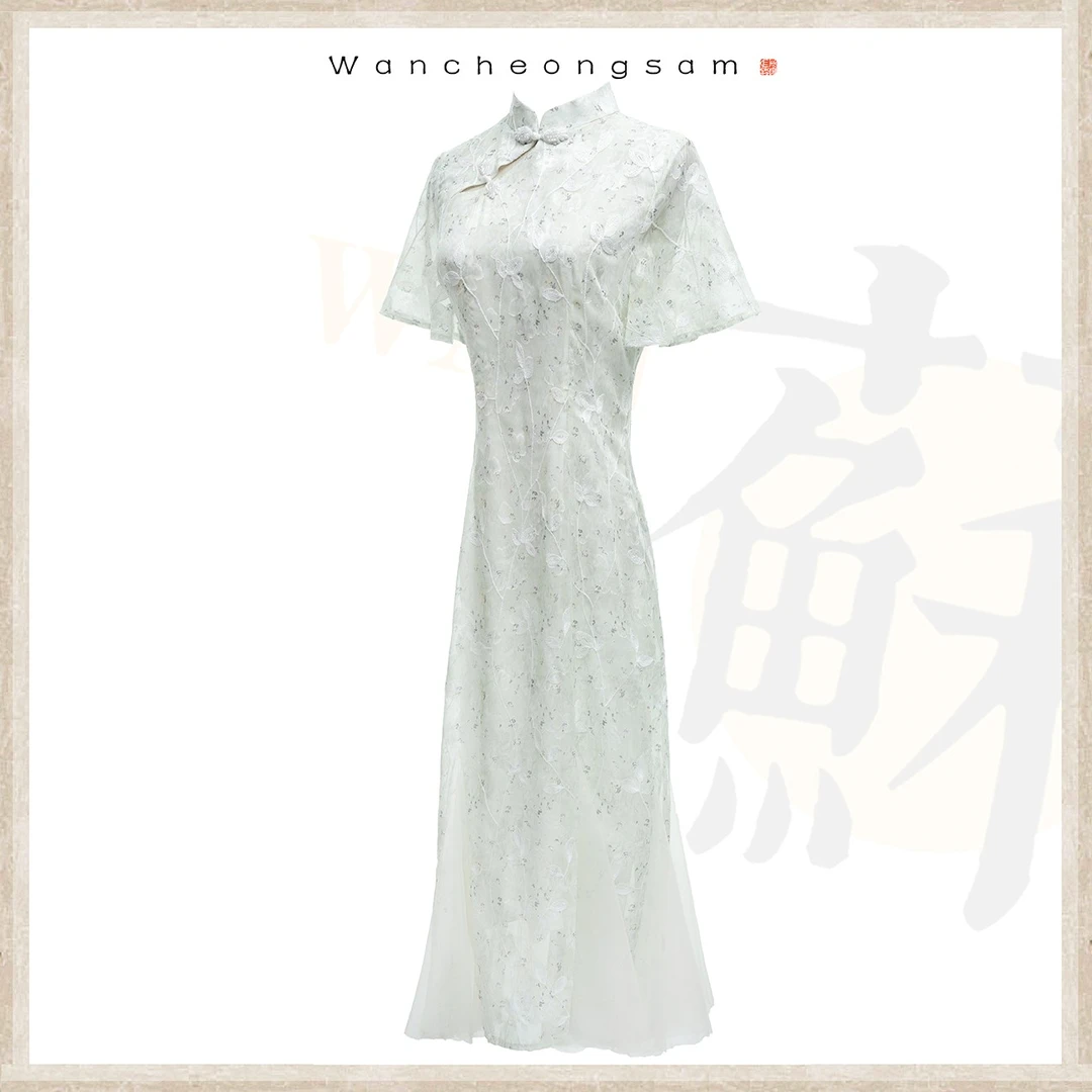 1919绿色改良版鱼尾旗袍年轻少女气质法式连衣裙夏季新款推荐