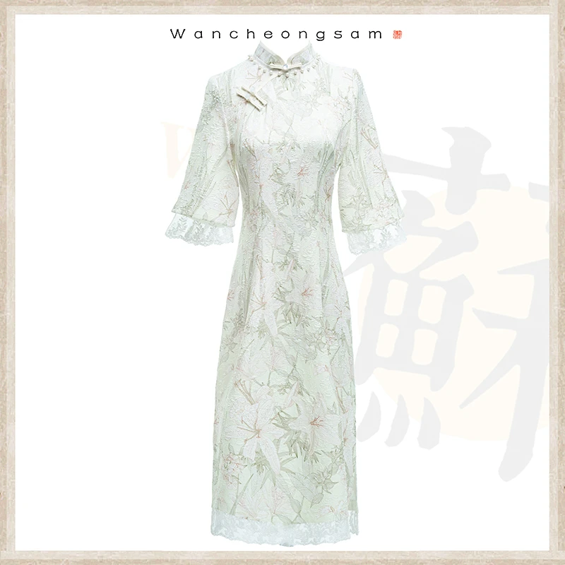 1863-1小个子改良旗袍年轻款少女气质日常显瘦印花连衣裙复古春款