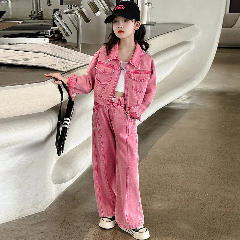 女童春季套装2024新款儿童时尚休闲装春款女孩洋气牛仔两件套童装