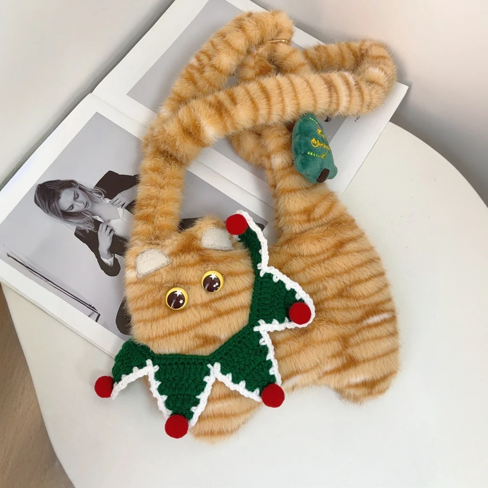 可爱大胖橘猫斜挎包2025新款超萌毛茸茸猫咪单肩包软妹卡通手提包