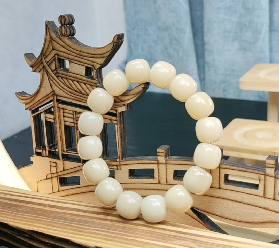 烟雨 菩提根手串筒珠绕指柔白玉菩提籽13*14mm