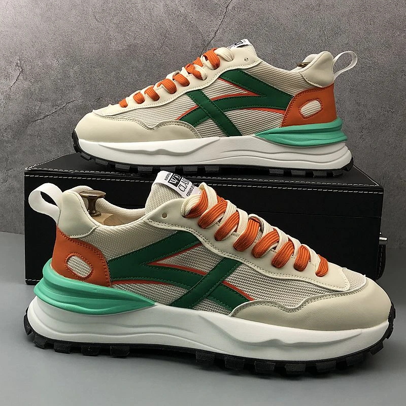 欧洲站男鞋2025秋冬新款网面透气休闲运动鞋软底内增高潮流老爹鞋