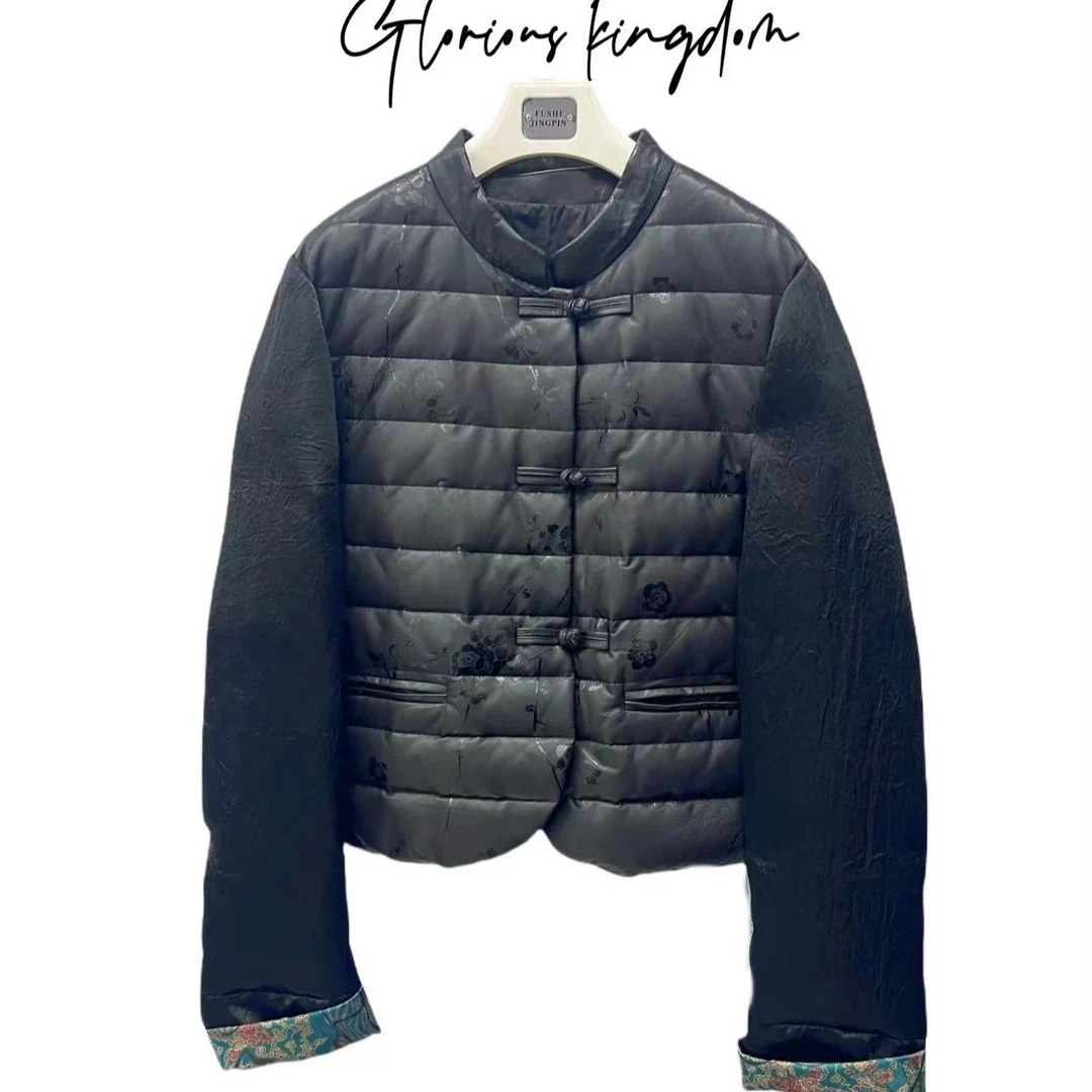 浙江海宁女士真皮羽绒服