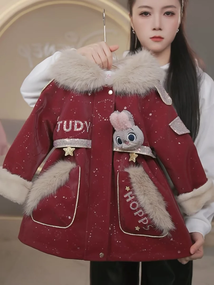 【FF】Disney/迪士尼女童冬款新款休闲淑女简约派克服外套XCR4PJ539