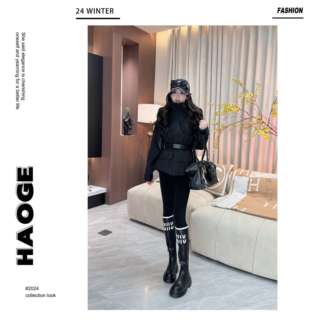 浩哥严选●幂式法则Q4WT3590A时尚黑色冲锋衣外套预设计感保暖百搭