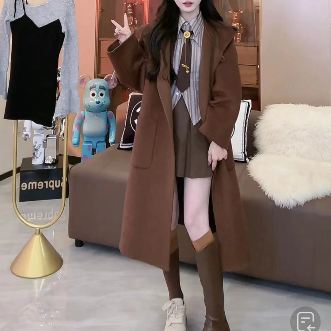 浩哥严选● 大衣预X3DY7271咖色时尚毛呢休闲气质师双面