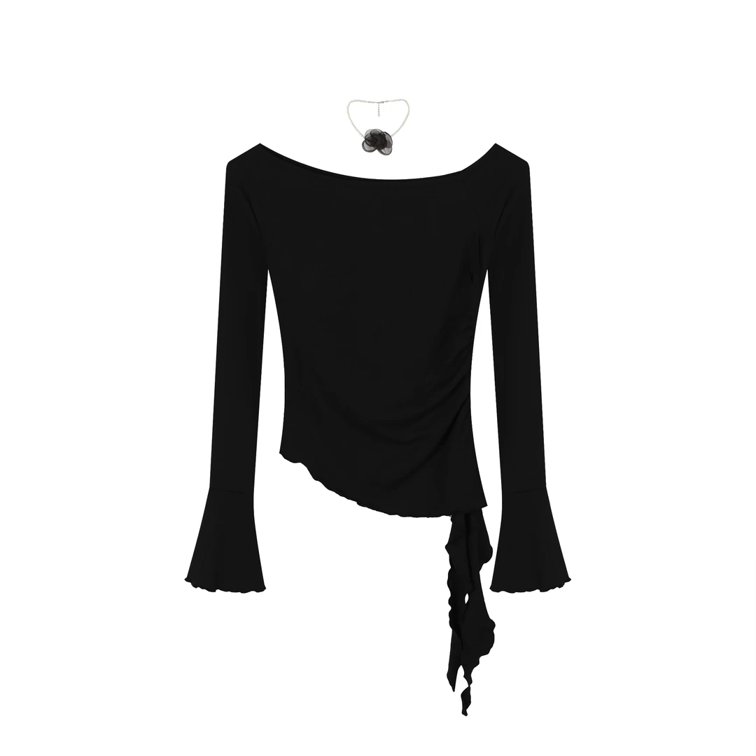 浩哥严选●上衣预Q4SY2107A气质短款时尚不规则圆领显瘦轻奢设计感