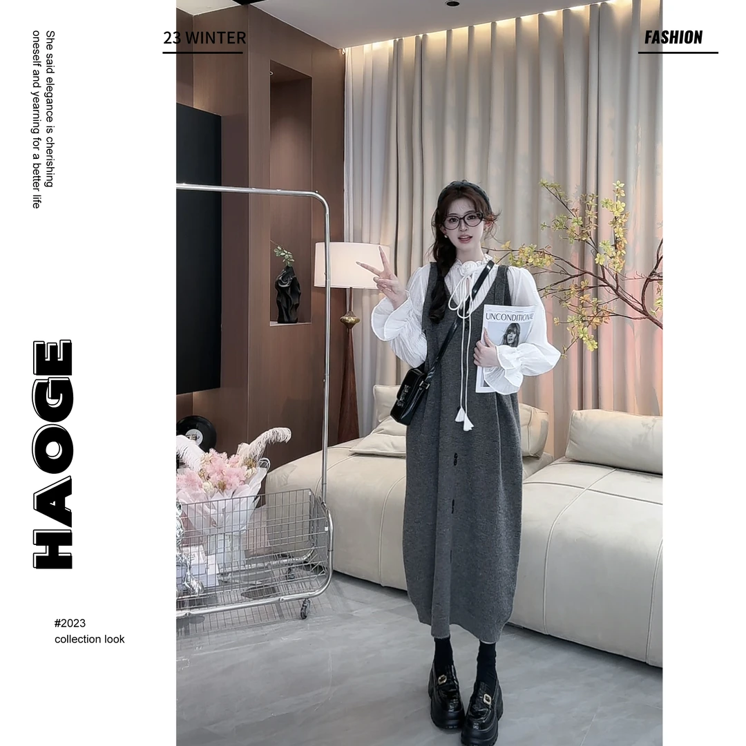 浩哥严选●世纪城堡Q4LYQ1584A时尚气质设计感百搭休闲宽松连衣裙