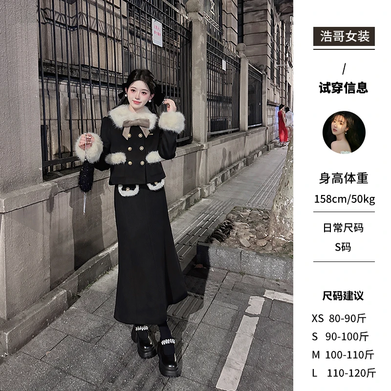 浩哥严选● 威尼斯恋人Q3TZ2357A时尚黑色女装莫奈花园风