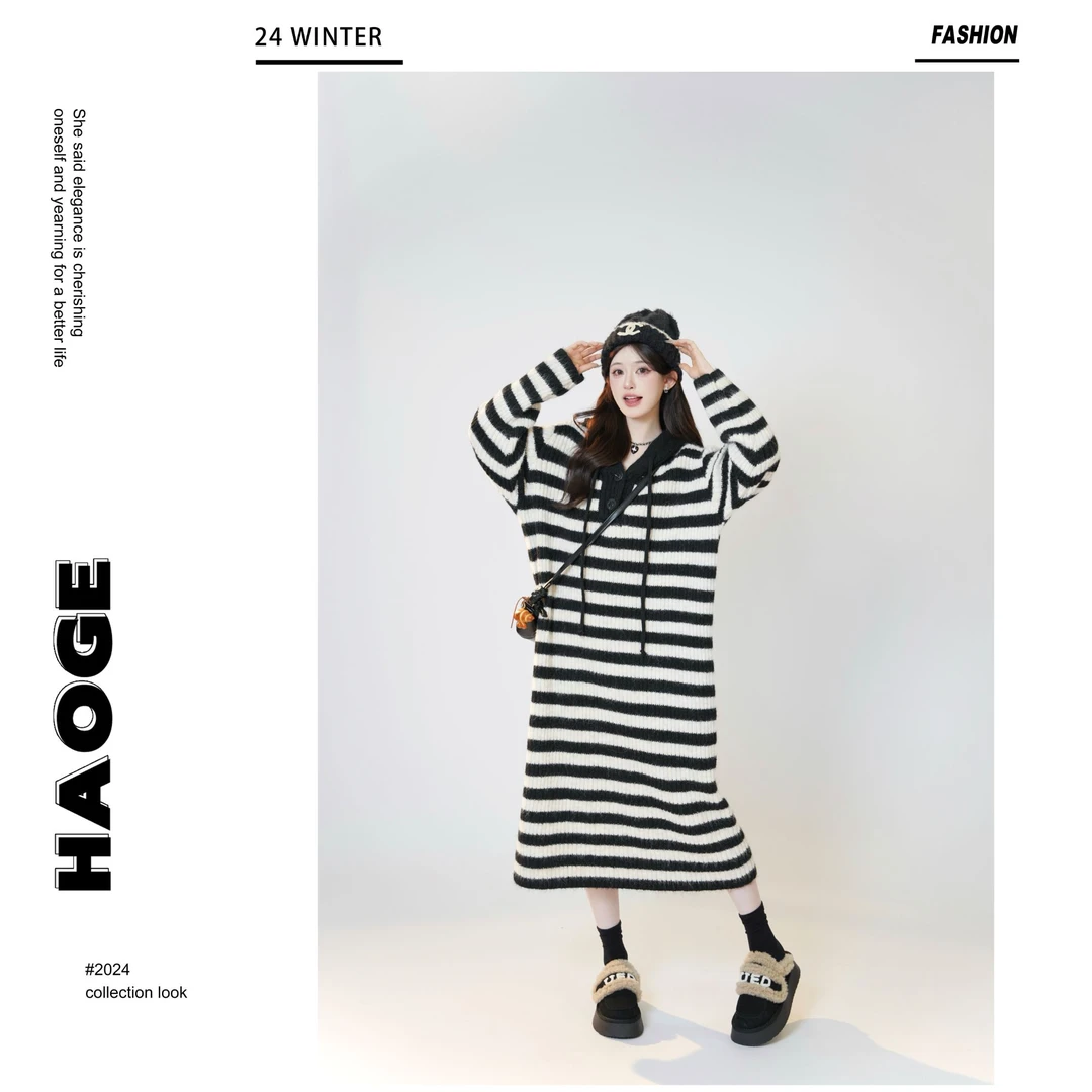 浩哥严选●冬日来信Q4MY3494A毛衣预时尚休闲宽松中长款慵懒风穿搭